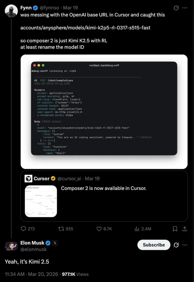 Screenshot tweetu @fynnso odhalujícího model ID Composeru 2